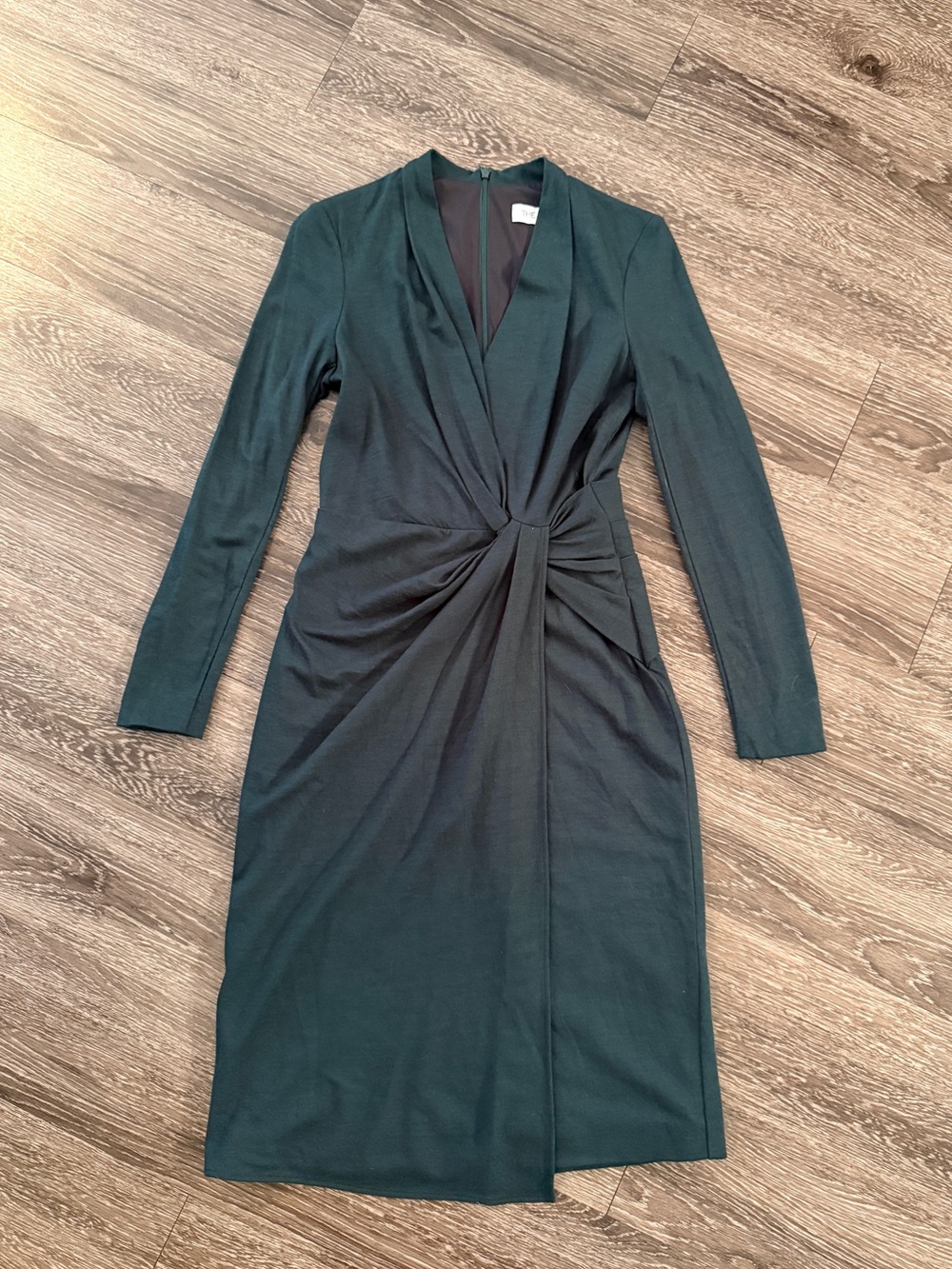 The Fold Green Wool Long Sleeve Dress